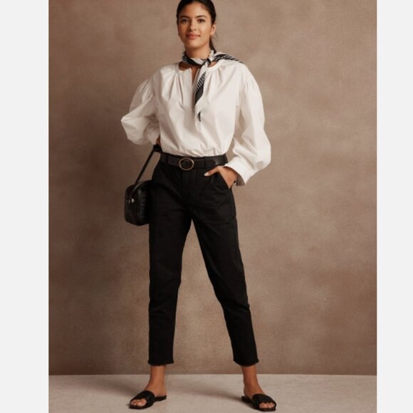 Banana Republic Mid Rise Utility Girlfriend Chino Ankle Pants Black Size 18 NWT - Picture 1 of 11